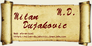 Milan Dujaković vizit kartica